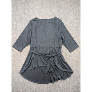 Lane‎ Bryant Tunic Sweater Womens 26/28 Blue Black Belted High Low Office Career